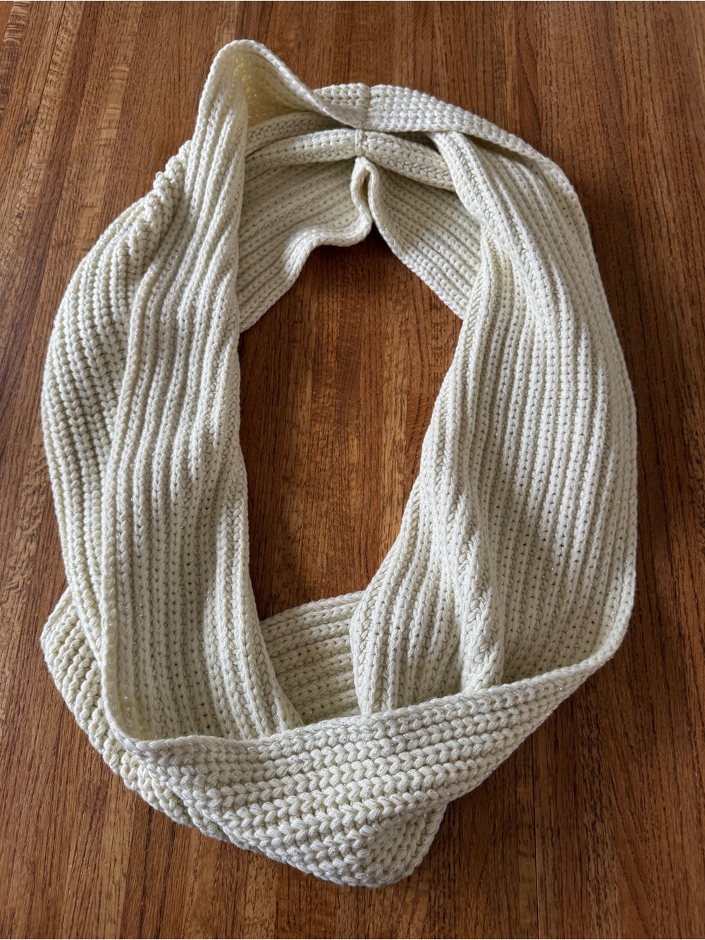 J. Crew Metallic Shimmer Infinity Scarf Cream Knit Loop